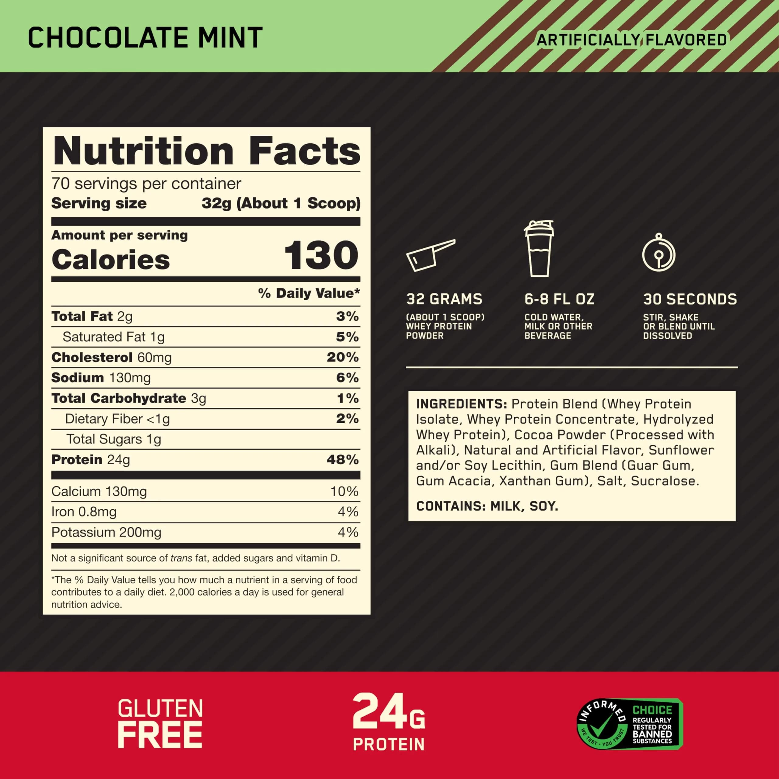 Optimum Nutrition Gold Standard 100% Whey Protein - Chocolate Mint Flavour, 5 lb Tub | Superior Muscle Recovery and Growth - view 3