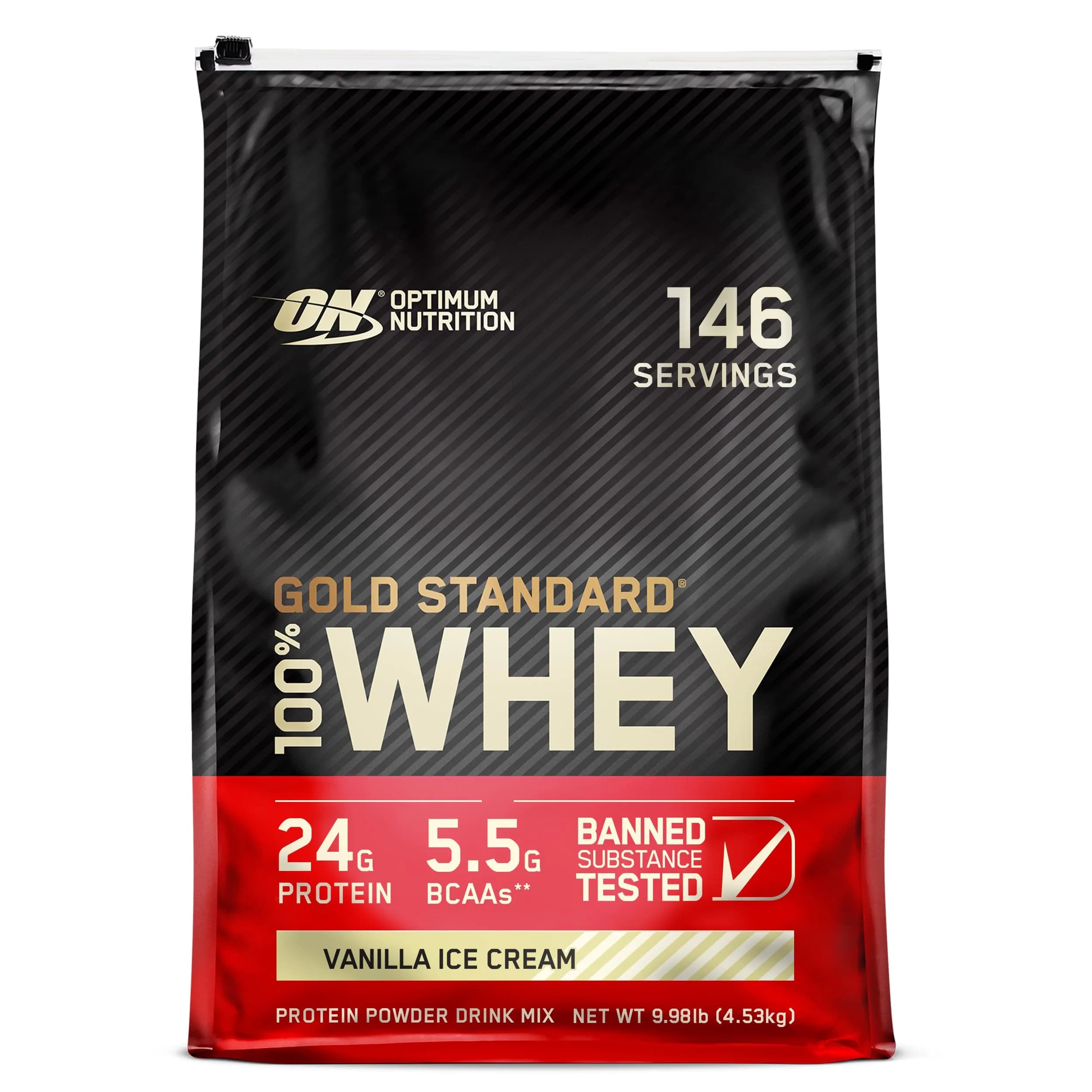 Optimum Nutrition Gold Standard 100% Whey Protein Powder Vanilla Ice Cream 4.53 kg (9.98 lb) | USA Imported Muscle Recovery Formula - main product image