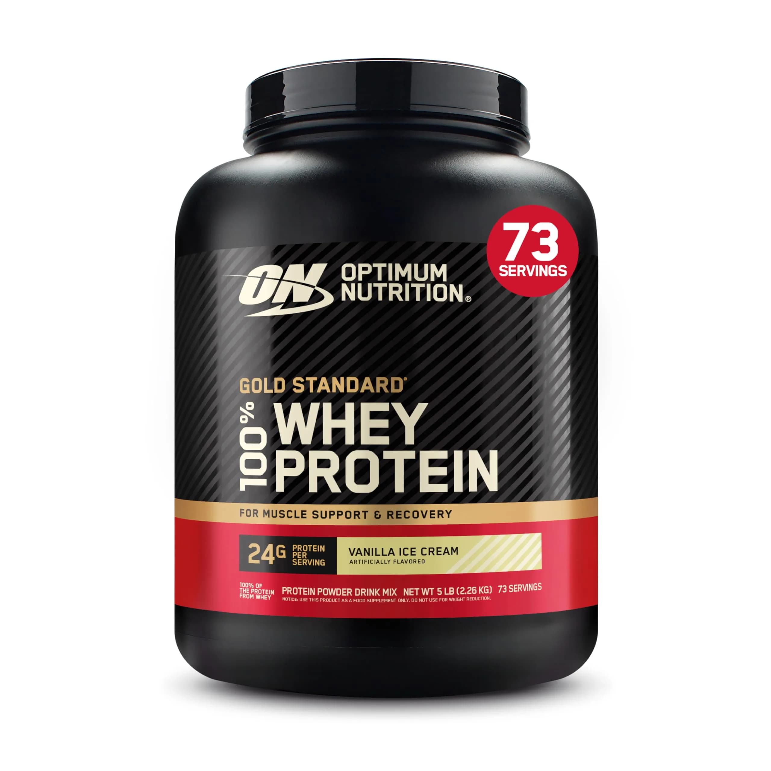 Optimum Nutrition Gold Standard 100% Whey Protein Vanilla Ice Cream 2.27kg (5 lb) | High Protein for Muscle Recovery - main product image