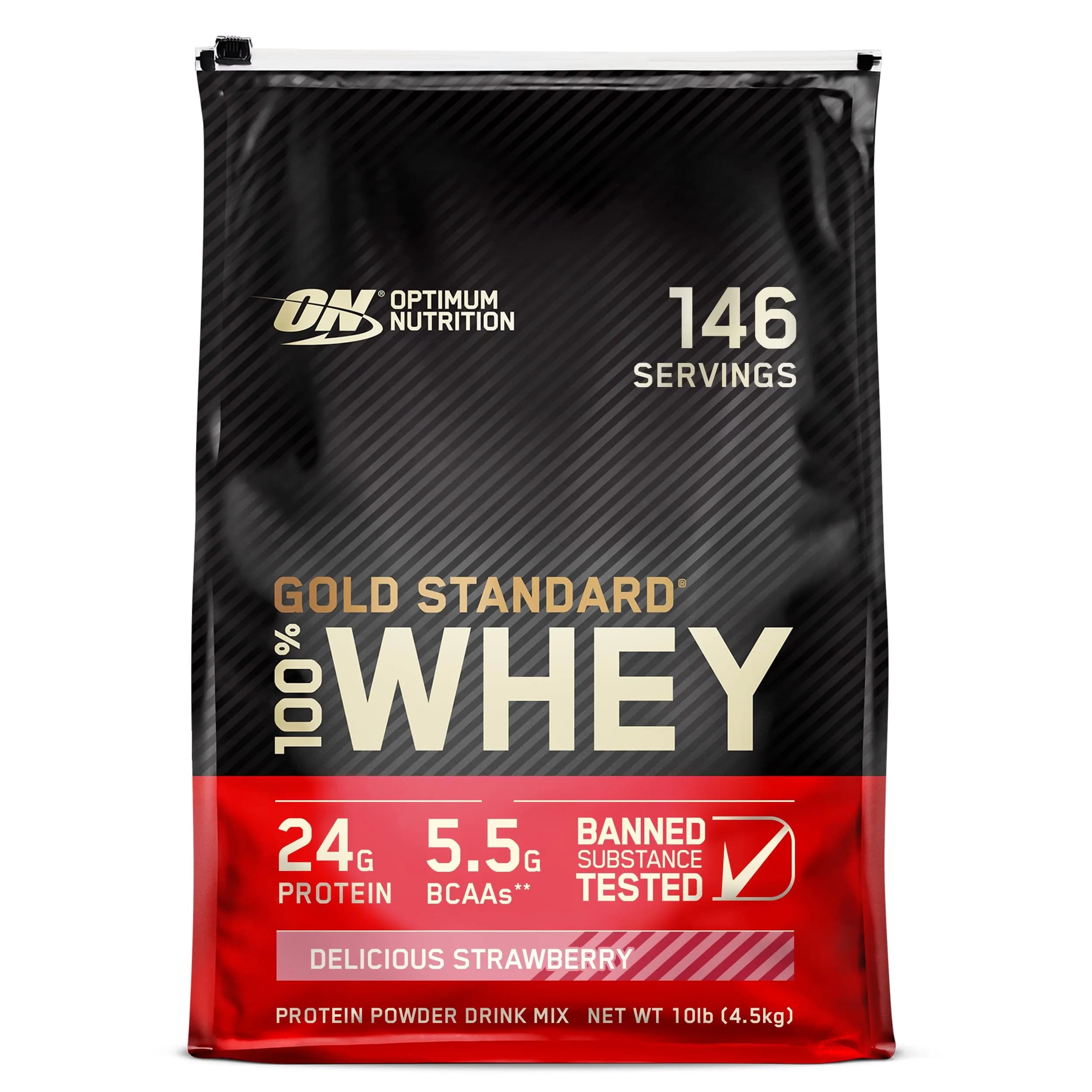 Optimum Nutrition Gold Standard 100% Whey Protein Strawberry 10lb | High Protein for Muscle Recovery - main product image