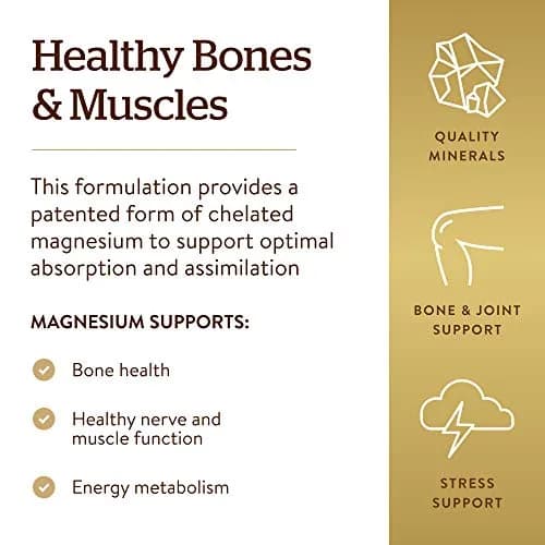 Solgar Chelated Magnesium Tablets 250 Count (113 g / 4 oz) | Supports Nerve & Muscle Function thumbnail 4