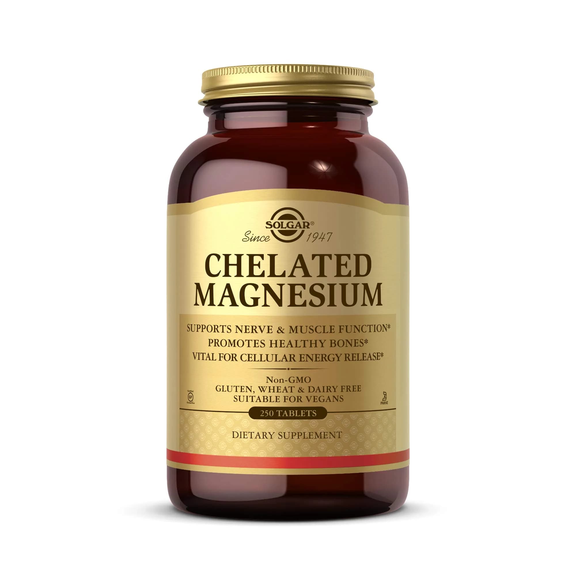 Solgar Chelated Magnesium Tablets 250 Count (113 g / 4 oz) | Supports Nerve & Muscle Function - main product image