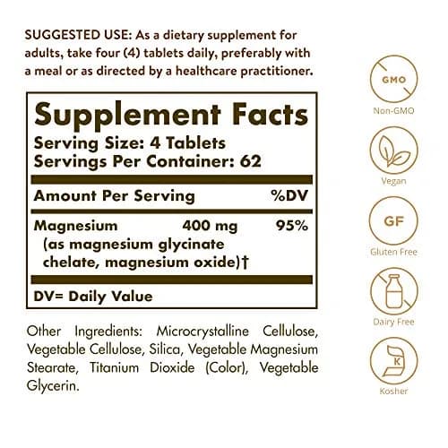 Solgar Chelated Magnesium Tablets 250 Count (113 g / 4 oz) | Supports Nerve & Muscle Function thumbnail 2