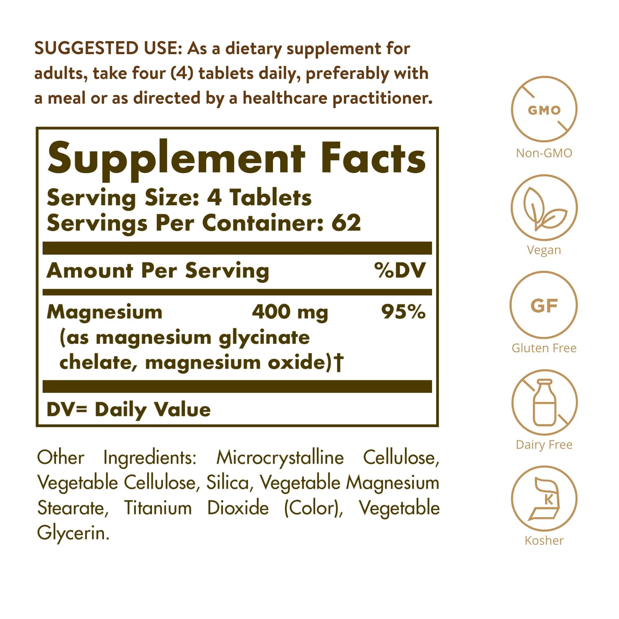 Solgar Chelated Magnesium Tablets 250 Count (113 g / 4 oz) | Supports Nerve & Muscle Function - view 2