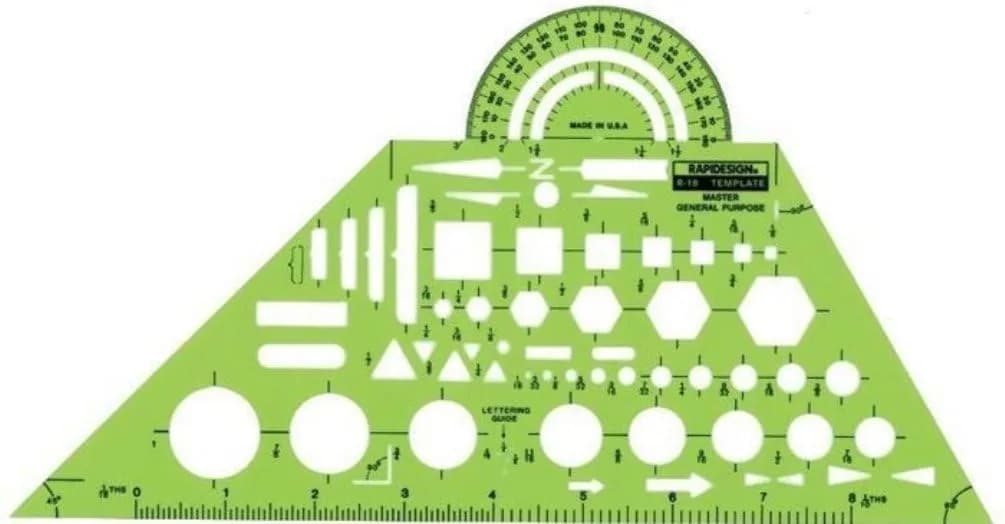 Rapidesign Master General Purpose Template | Versatile Drafting Tool with 30+ Symbols (R18)