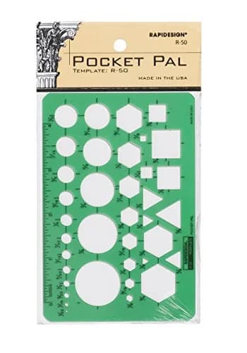 Rapidesign Pocket Pal Template, 1 Each (R50) | Shirt Pocket Size Drafting Template with Circles, Hexagons, Squares & Triangles thumbnail 1