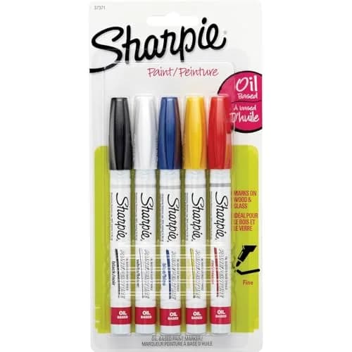 Sharpie Oil-Based Paint Markers Fine Point | Assorted Colors, 5 Pack, Water-Resistant, Quick-Dry, Precise Lines thumbnail 1