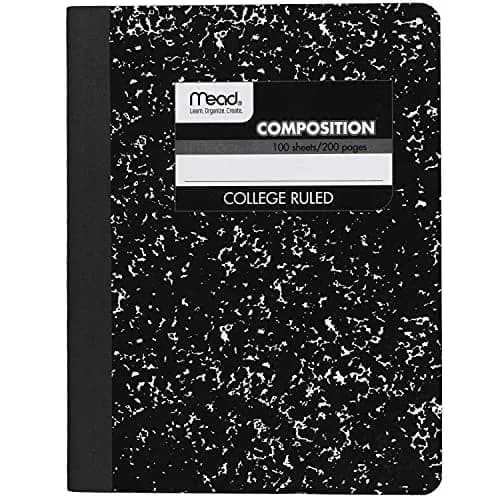 Mead Composition Notebook, College Ruled, 9-3/4" x 7-1/2" | Classic Black Marble Cover for Students & Professionals thumbnail 1