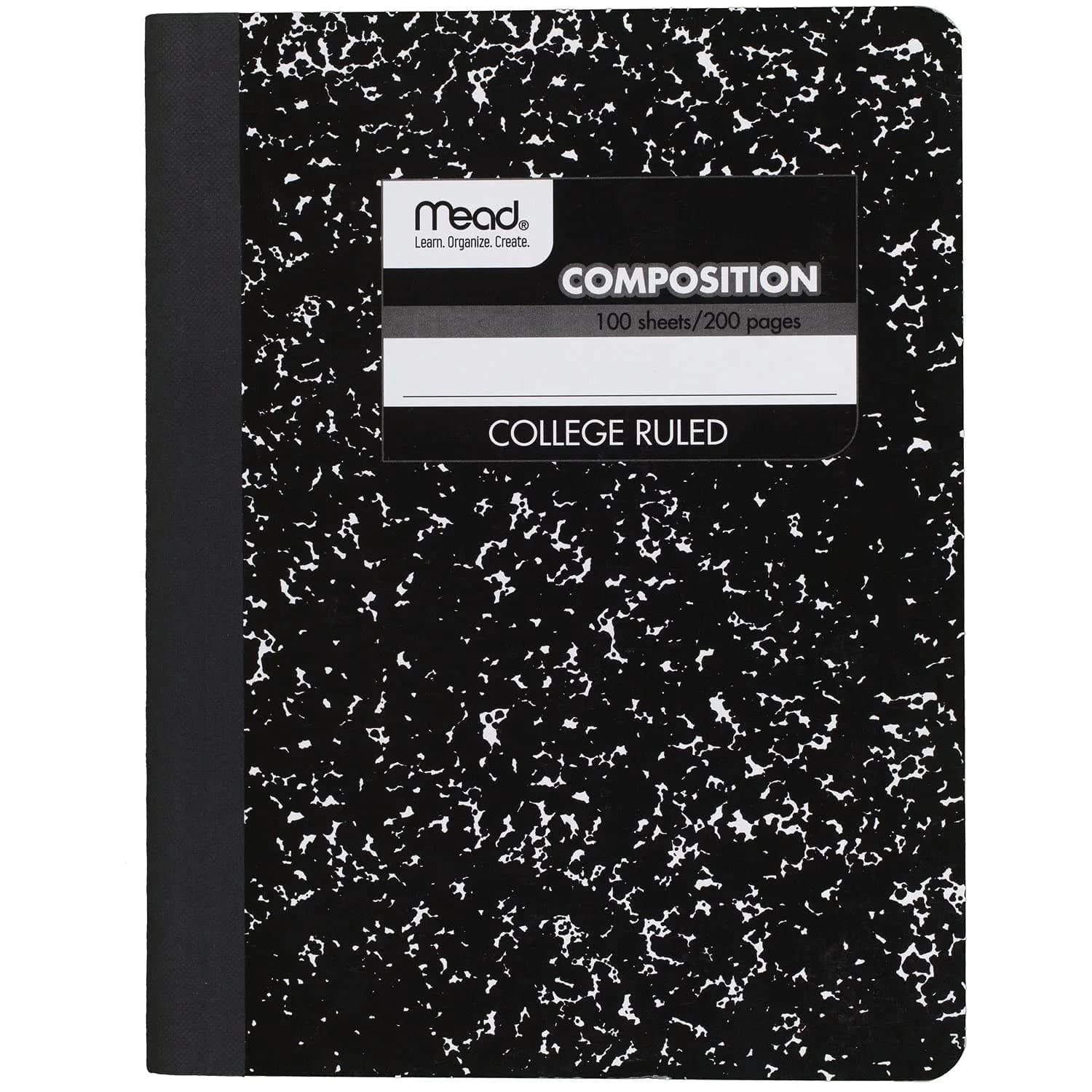 Mead Composition Notebook, College Ruled, 9-3/4" x 7-1/2" | Classic Black Marble Cover for Students & Professionals