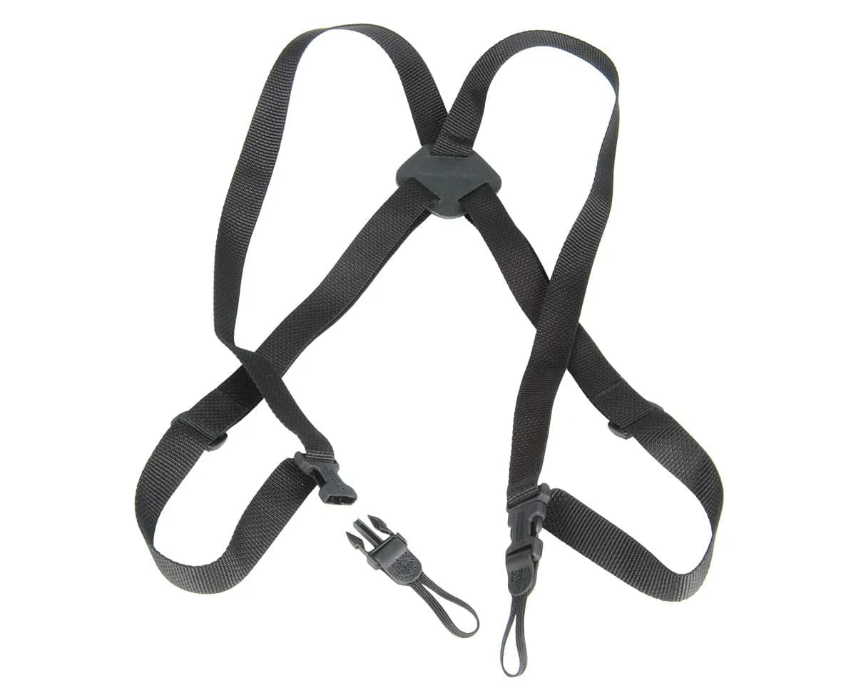 OP/TECH USA Bino/Cam Harness Black Webbing | Dual Camera & Binocular Shoulder Strap — Black