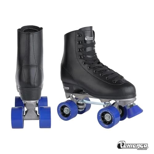 Chicago Skates Black Quad Roller Skates for Men & Women | Classic Adjustable High-Top Design for Indoor & Outdoor Use thumbnail 2