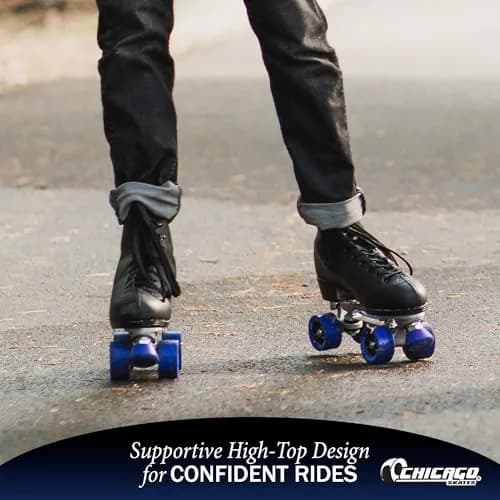 Chicago Skates Classic Black Quad Roller Skates for Men & Women | Durable Indoor & Outdoor Performance thumbnail 5