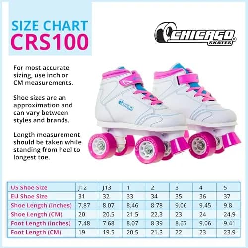 Chicago Skates Sidewalk Roller Skates – Durable, Top Performance Indoor/Outdoor Use Skate Shoes for Girls & Boys, High-Top Boot Safety Youth Quad Skates, 60mm PU Wheels, Adjustable Chassis & Trucks thumbnail 6