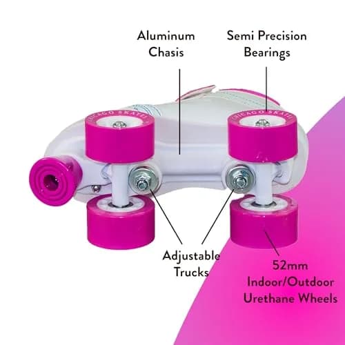 Chicago Skates Sidewalk Roller Skates – Durable, Top Performance Indoor/Outdoor Use Skate Shoes for Girls & Boys, High-Top Boot Safety Youth Quad Skates, 60mm PU Wheels, Adjustable Chassis & Trucks thumbnail 3