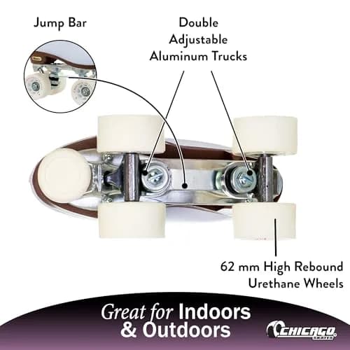 Chicago Skates Women's Premium Leather Lined Rink Roller Skate - Classic White Quad Skates - Size 5 | Iconic Indoor/Outdoor Style thumbnail 3