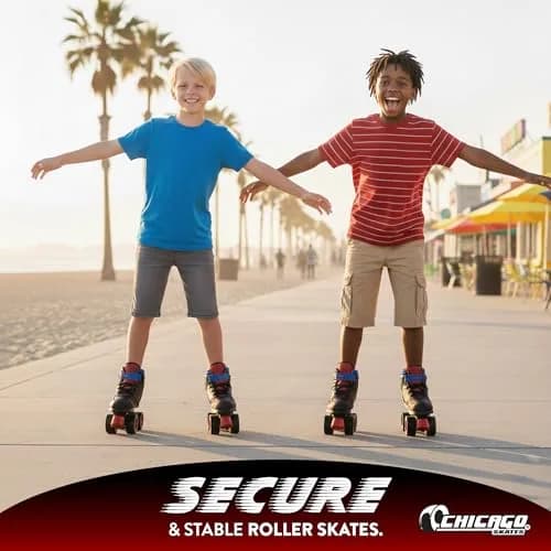 Chicago Skates Sidewalk Roller Skates – Durable, Top Performance Indoor/Outdoor Use Skate Shoes for Girls & Boys, High-Top Boot Safety Youth Quad Skates, 60mm PU Wheels, Adjustable Chassis & Trucks thumbnail 5