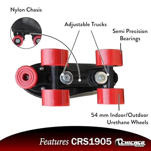 Chicago Skates Rink Roller Skates – Classic High-Top Quad Skates, Padded Ankle Support, 54mm Urethane Wheels, Adjustable Trucks, Indoor & Outdoor Use thumbnail 3