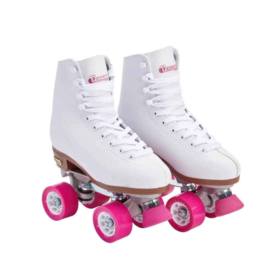 Chicago Skates Premium White Quad Roller Skates for Girls and Women Beginners | Classic Adjustable High-Top Design for Indoor or Outdoor Skates and Roller Derby — White