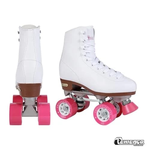 Chicago Skates Premium White Quad Roller Skates for Girls and Women Beginners | Classic Adjustable High-Top Design for Indoor or Outdoor Skates and Roller Derby thumbnail 2