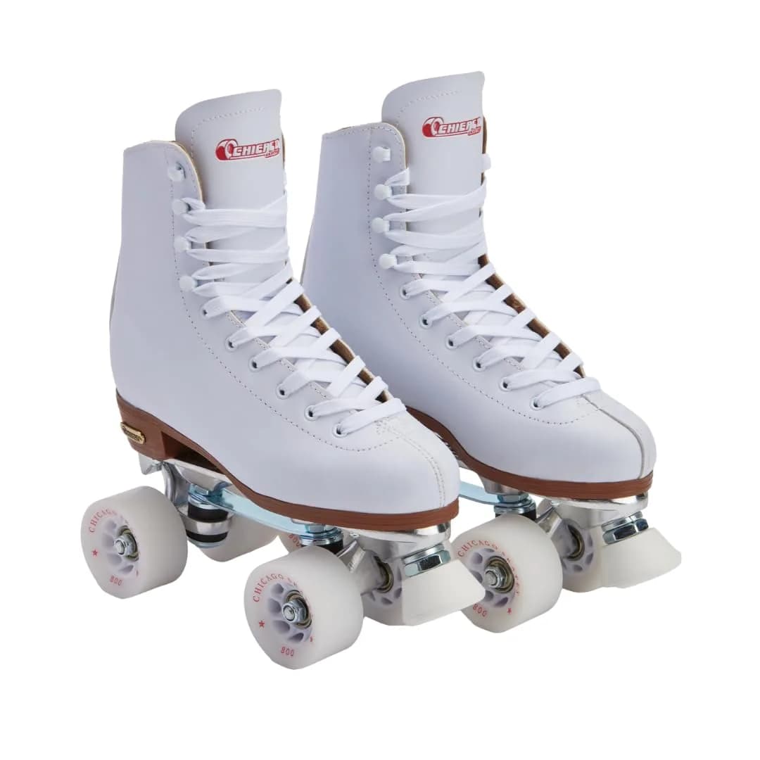 Chicago Skates Women's Premium Leather Lined Rink Roller Skate - Classic White Size 10 | Smooth Glide & Comfort