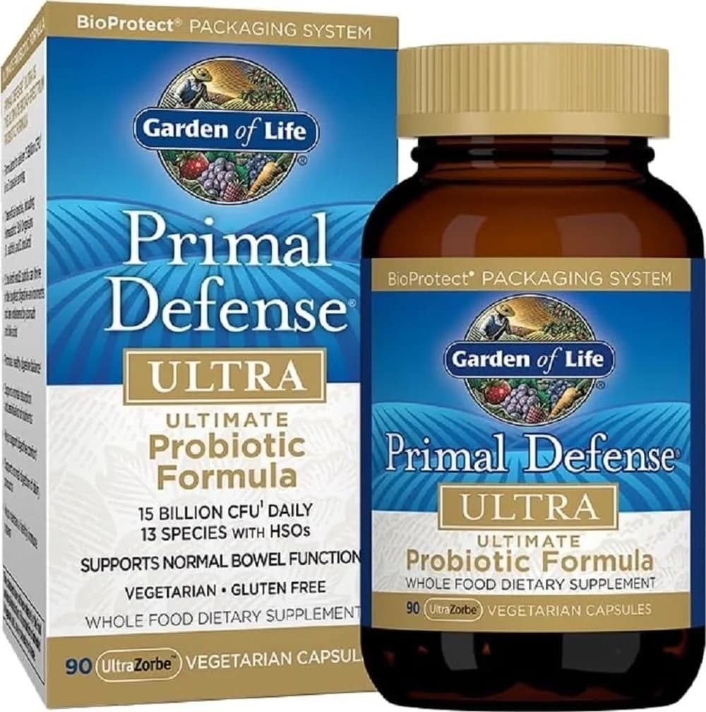 Garden of Life Primal Defense Ultra Probiotic 90 Capsules | 15 Billion CFU & 13 Strains Plus HSOs — No Color