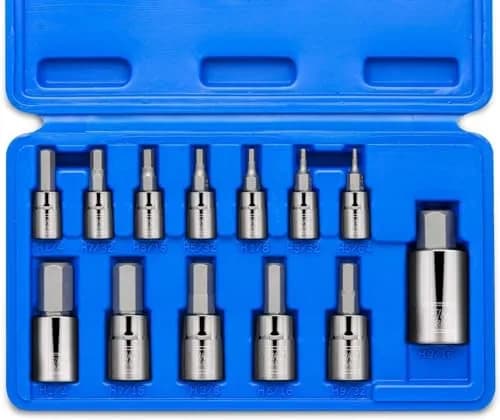 NEIKO 10075A SAE Hex Bit Socket Set | 13-Piece Set | 1/4", 3/8", 1/2" Drives thumbnail 1