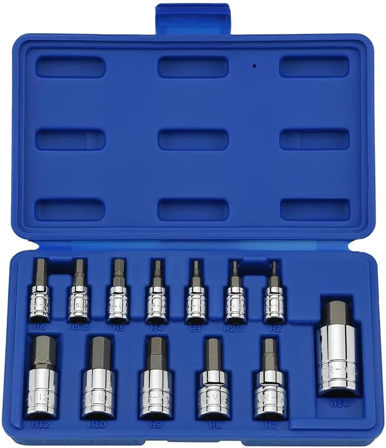 NEIKO Metric Hex Bit Socket Set | 13-Piece Set | 2mm-14mm | 1/4", 3/8", 1/2" Drive - main product image