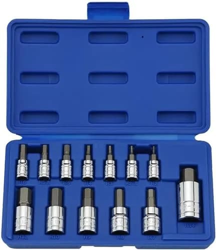NEIKO Metric Hex Bit Socket Set | 13-Piece Set | 2mm-14mm | 1/4", 3/8", 1/2" Drive thumbnail 1