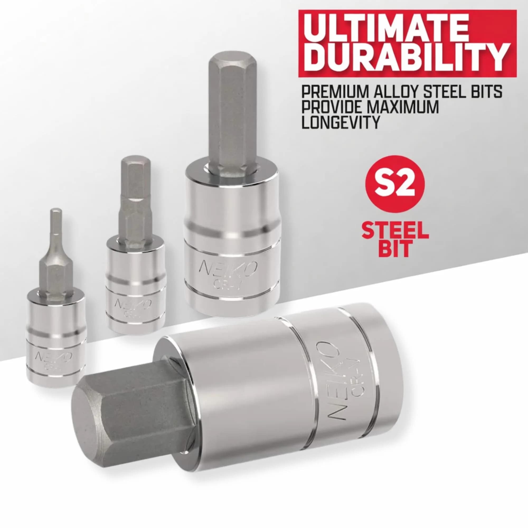 NEIKO Metric Hex Bit Socket Set | 13-Piece Set | 2mm-14mm | 1/4", 3/8", 1/2" Drive - view 3