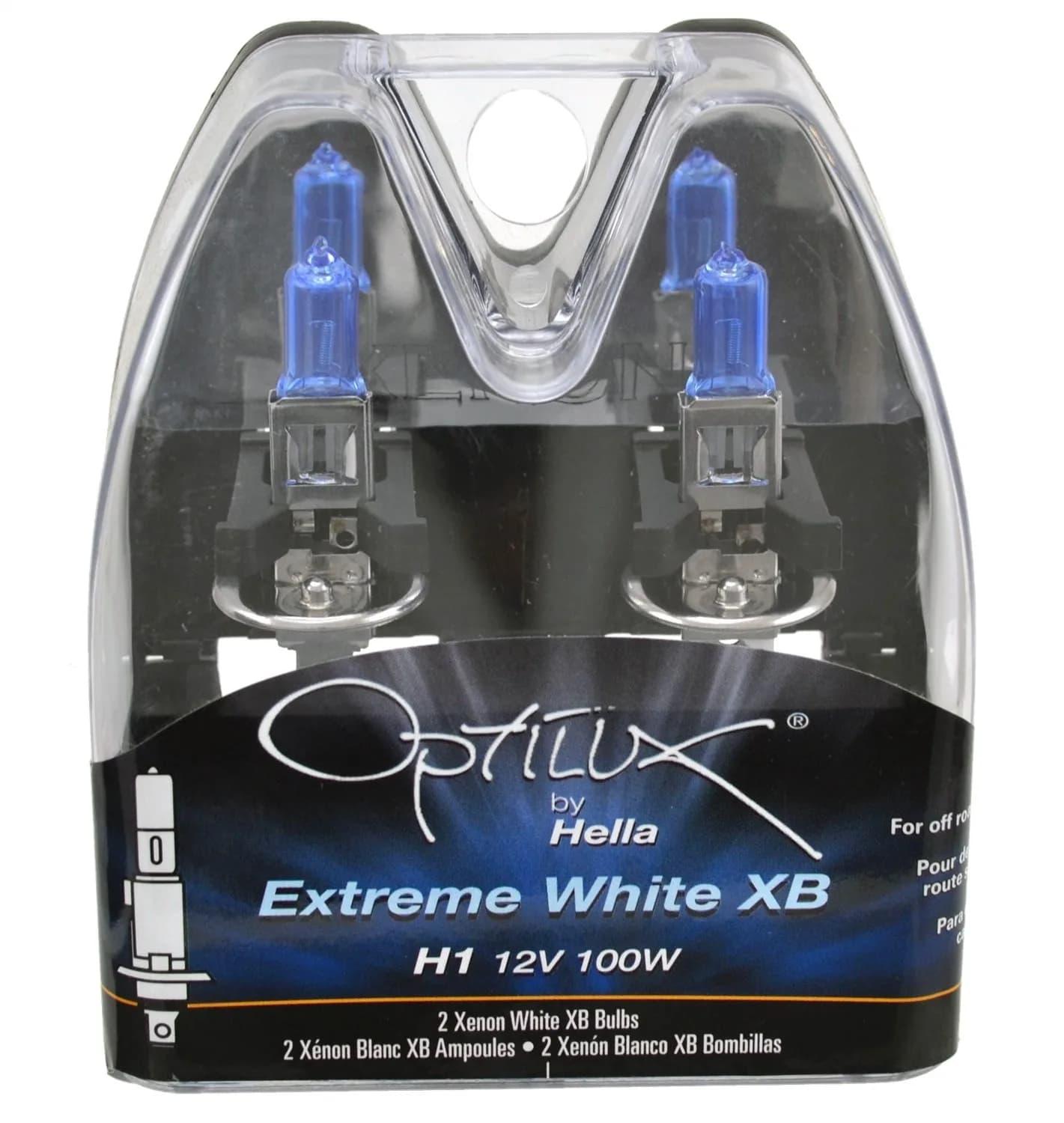 Hella Optilux XB Series H1 Xenon White Halogen Bulbs 12V 100W (2-Pack) | High-Intensity Beam for Off-Road Use — Extreme White XB - 100W