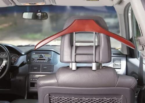 Maxsa Innovations Car Butler Premium Wood/Metal Coat Hanger | Fits Most Vehicle Headrests, Keeps Clothes Wrinkle-Free thumbnail 3