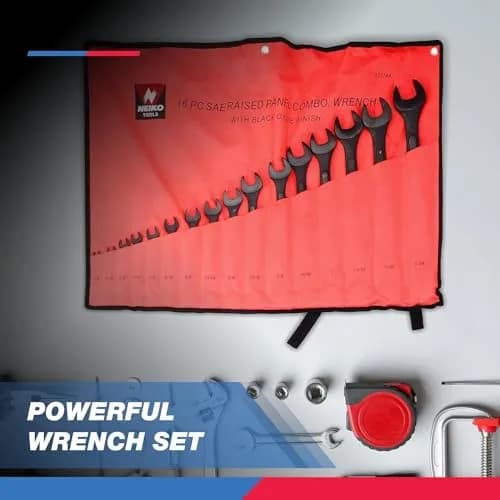 NEIKO Wrench Set 16 Piece | Heavy Duty MM | Raised Panel Construction thumbnail 5