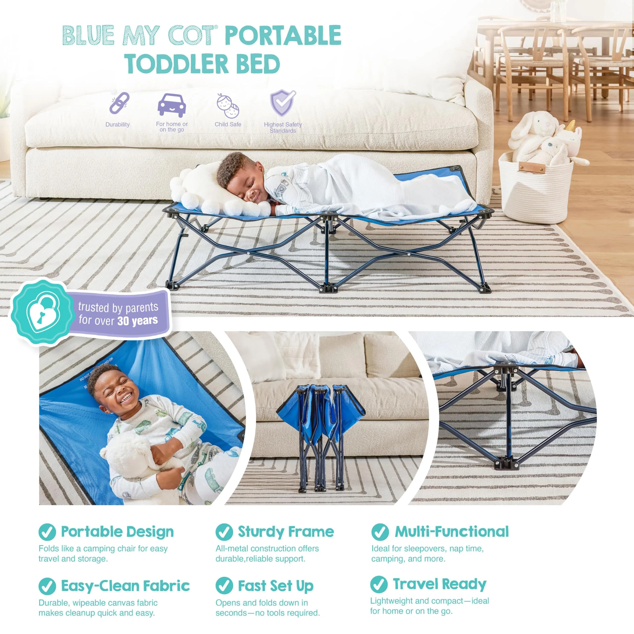 Regalo My Cot Portable Toddler Bed 122 cm x 62 cm x 23 cm | Foldable Kids Travel Bed for Indoor/Outdoor Use - view 5