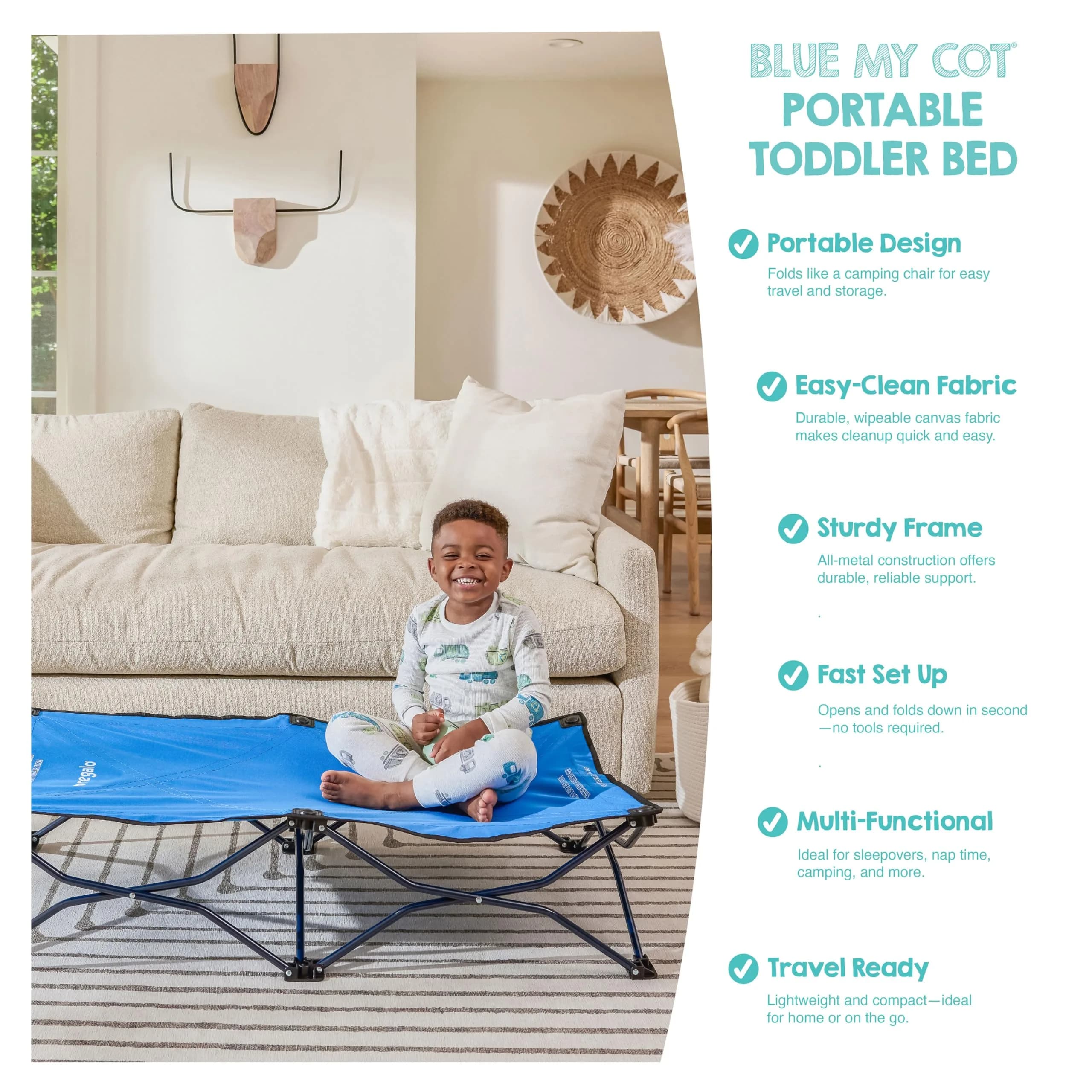 Regalo My Cot Portable Toddler Bed 122 cm x 62 cm x 23 cm | Foldable Kids Travel Bed for Indoor/Outdoor Use - view 6