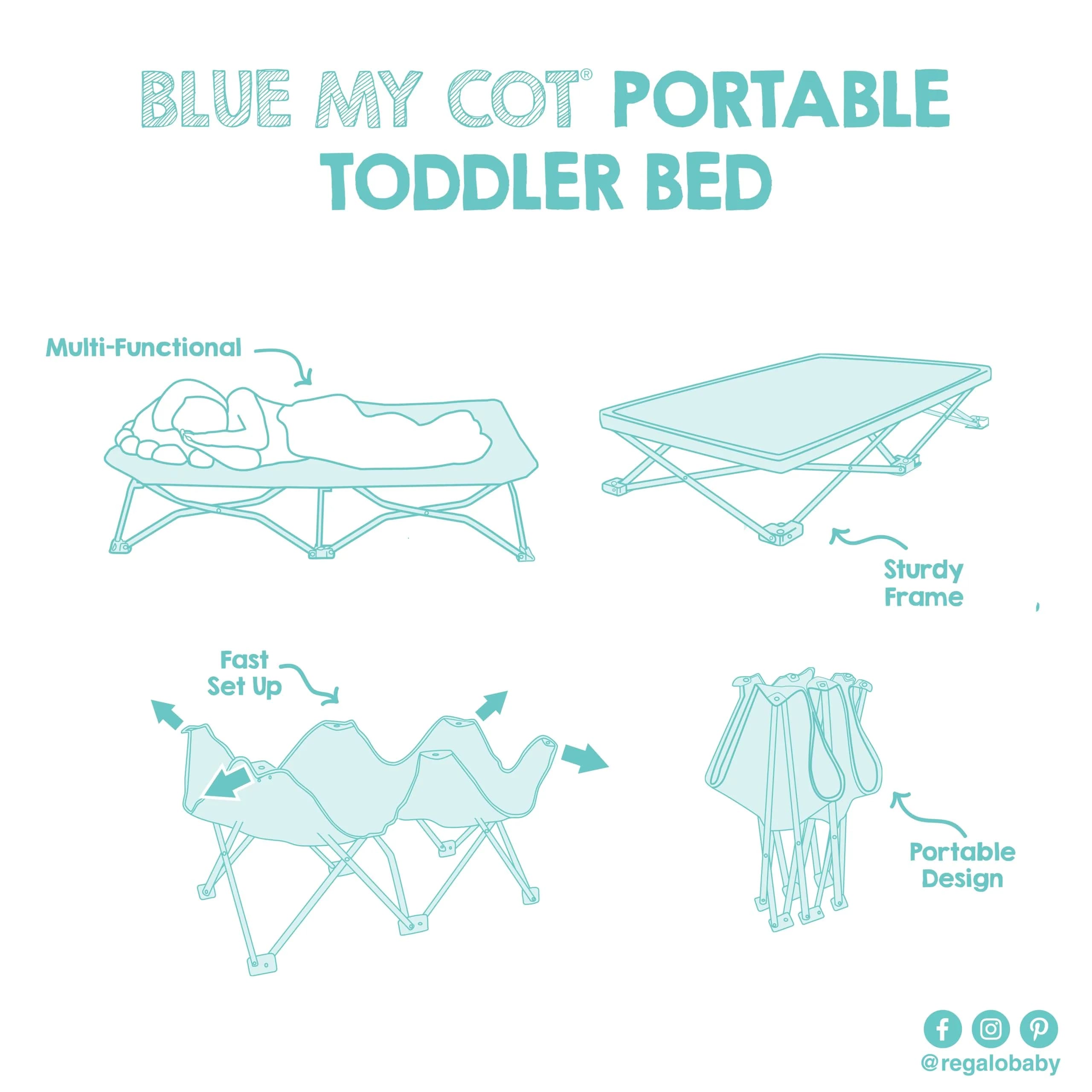 Regalo My Cot Portable Toddler Bed 122 cm x 62 cm x 23 cm | Foldable Kids Travel Bed for Indoor/Outdoor Use - view 8