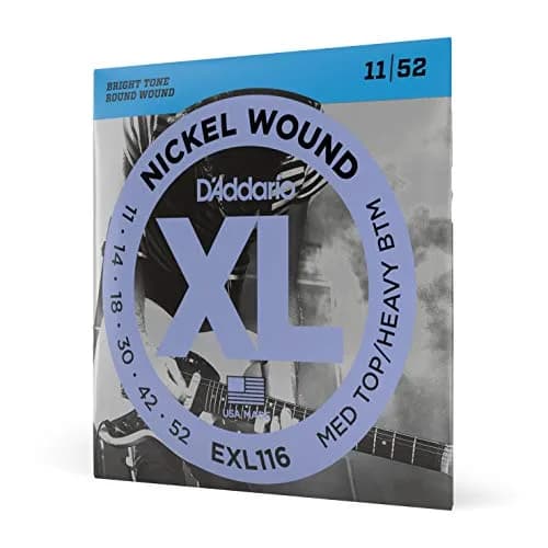 D'Addario XL Nickel EXL116 Electric Guitar Strings, Medium Top/Heavy Bottom 11-52 Gauge | Bright Tone, Perfect Intonation thumbnail 1