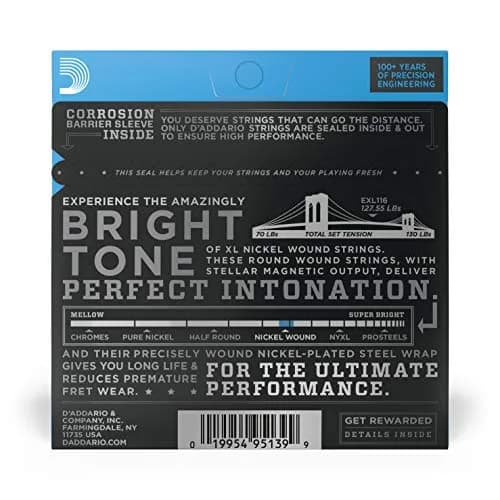 D'Addario XL Nickel EXL116 Electric Guitar Strings, Medium Top/Heavy Bottom 11-52 Gauge | Bright Tone, Perfect Intonation thumbnail 2