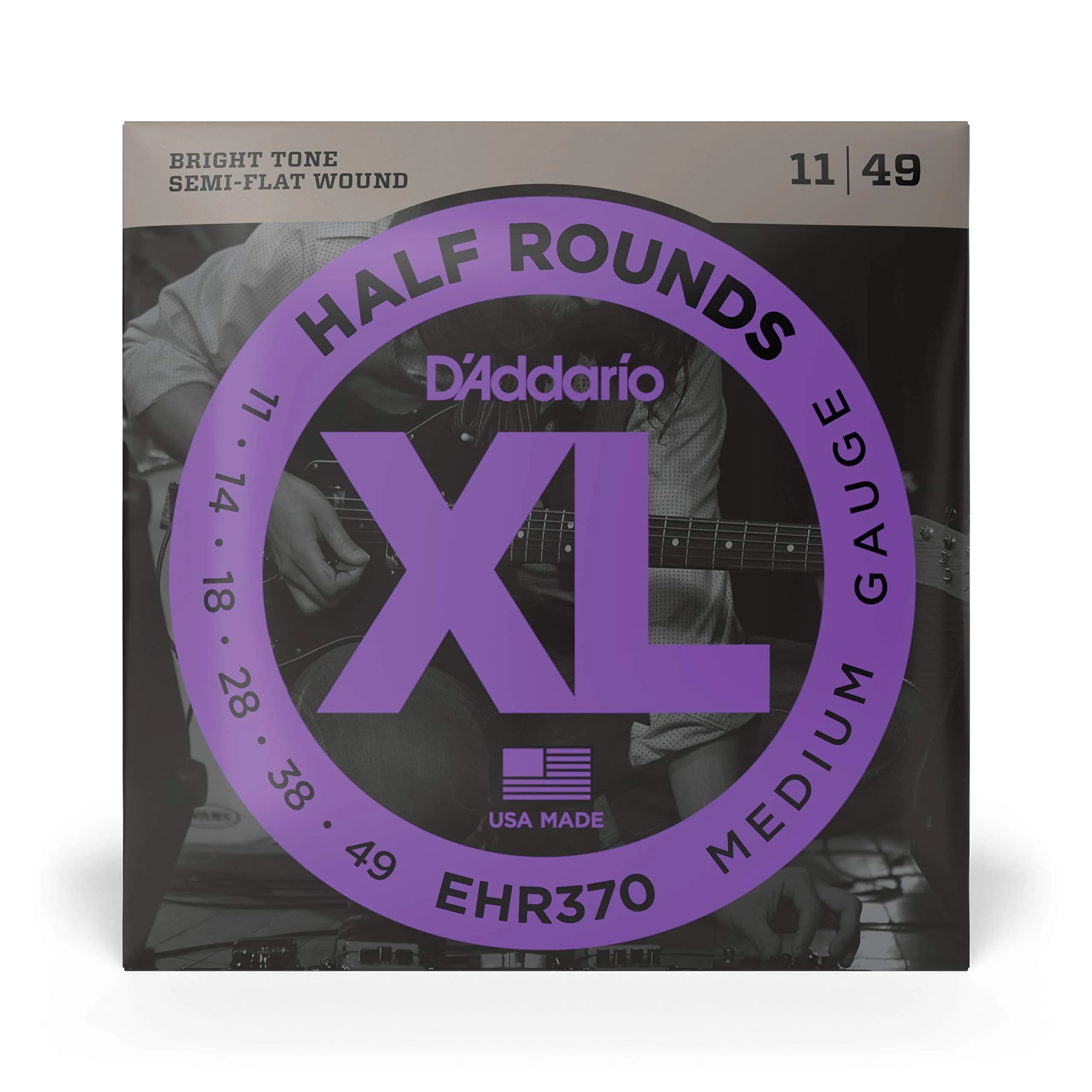 D'Addario EHR370 Half Round Electric Guitar Strings Medium 11-49 | Smooth Feel, Reduced Finger Noise - view 2