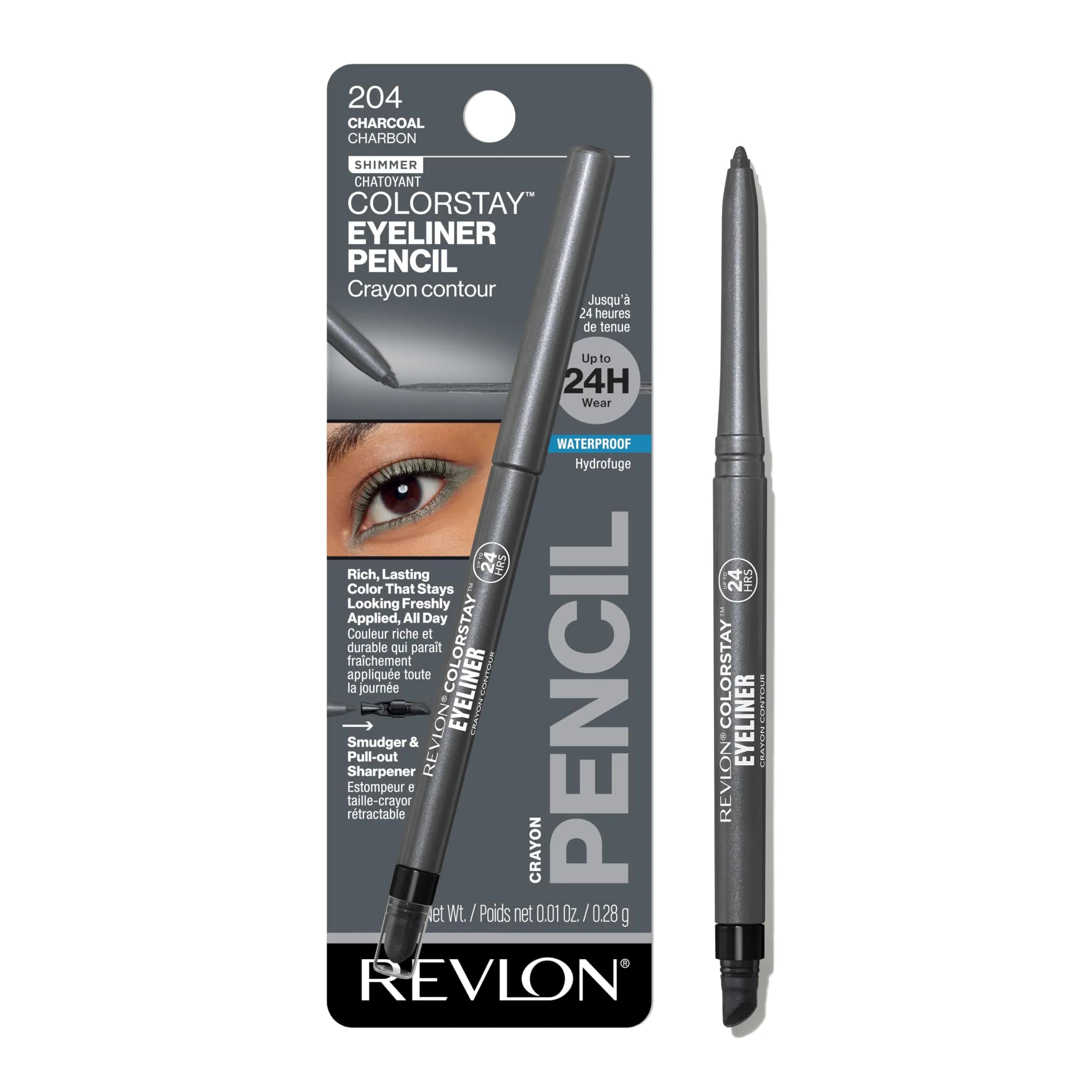 REVLON ColorStay Pencil Waterproof Eyeliner Charcoal 0.01 oz (0.28 g) | Ophthalmologist Tested for Sensitive Eyes - main product image