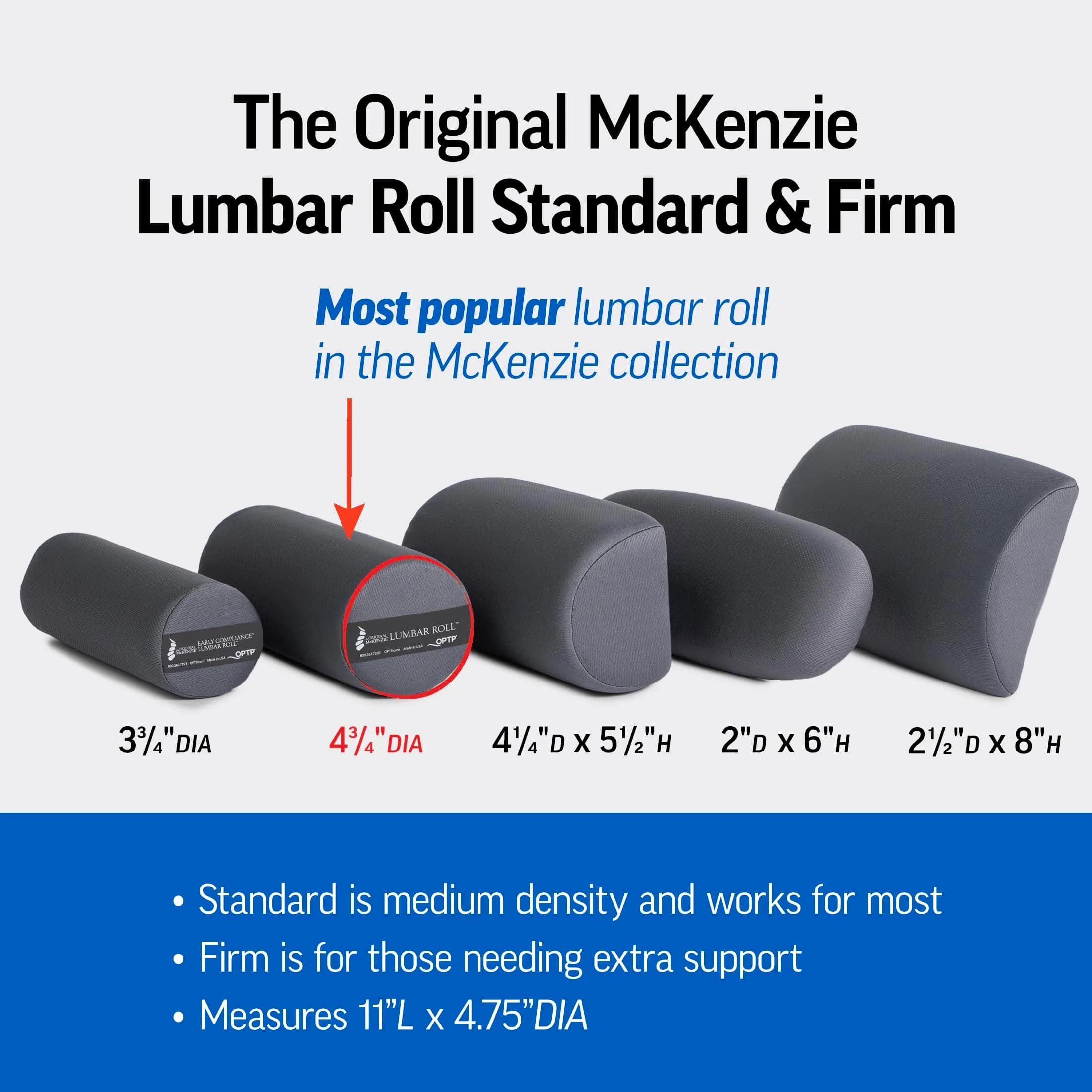 OPTP The Original McKenzie Lumbar Roll Standard Density 27cm (11") | Moderate Back Support for Sitting - view 5