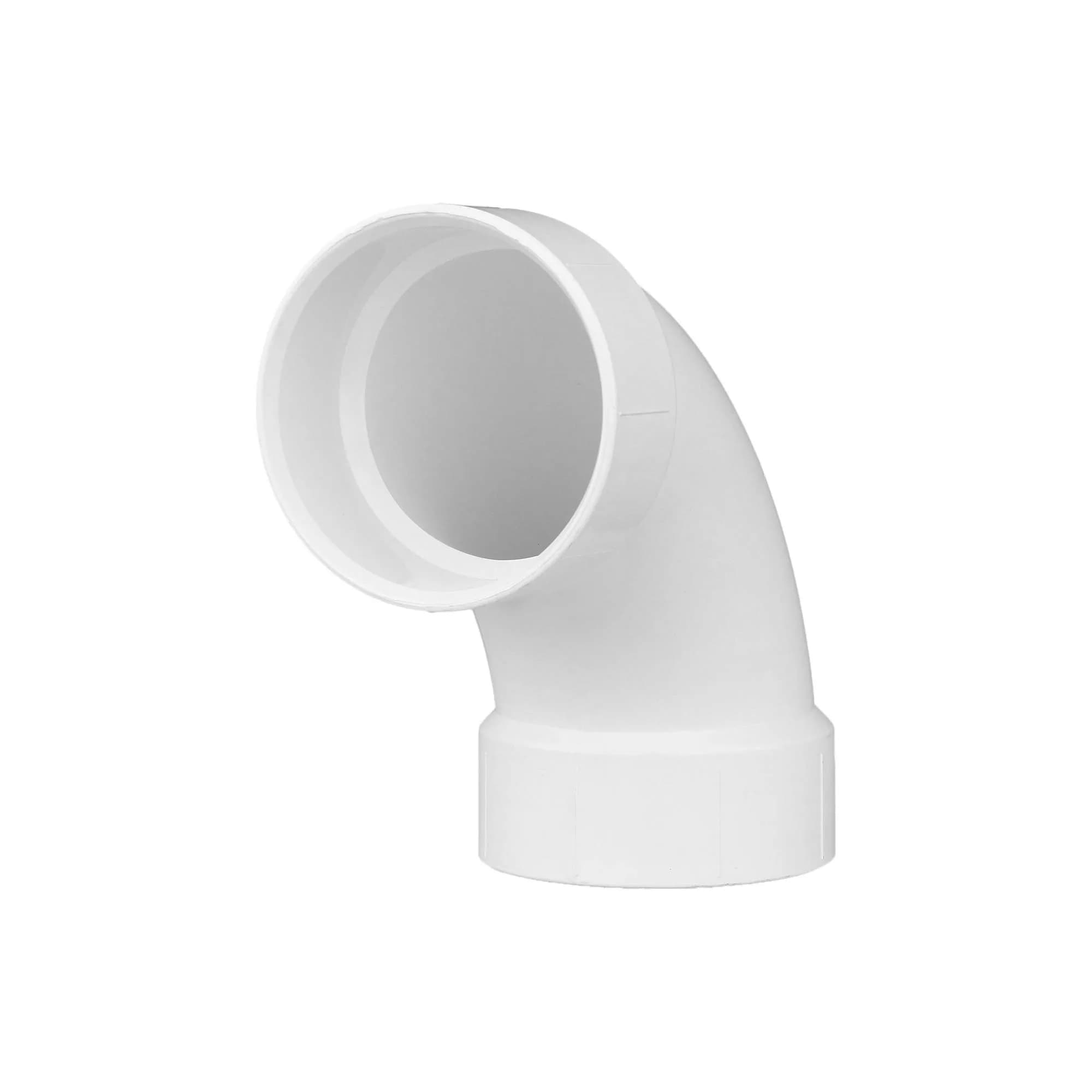 Charlotte Pipe 4 Inch DWV Long Sweep 1/4 Bend PVC Fitting | 10.9 cm (4 Inch) Hub + 4 Inch Hub - main product image
