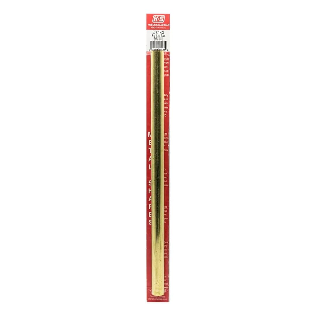 K&S Precision Metals Round Brass Tube 5/8" OD x 0.014" Wall x 12" Long | 15.88mm OD x 0.356mm Wall x 304.8mm Long - main product image