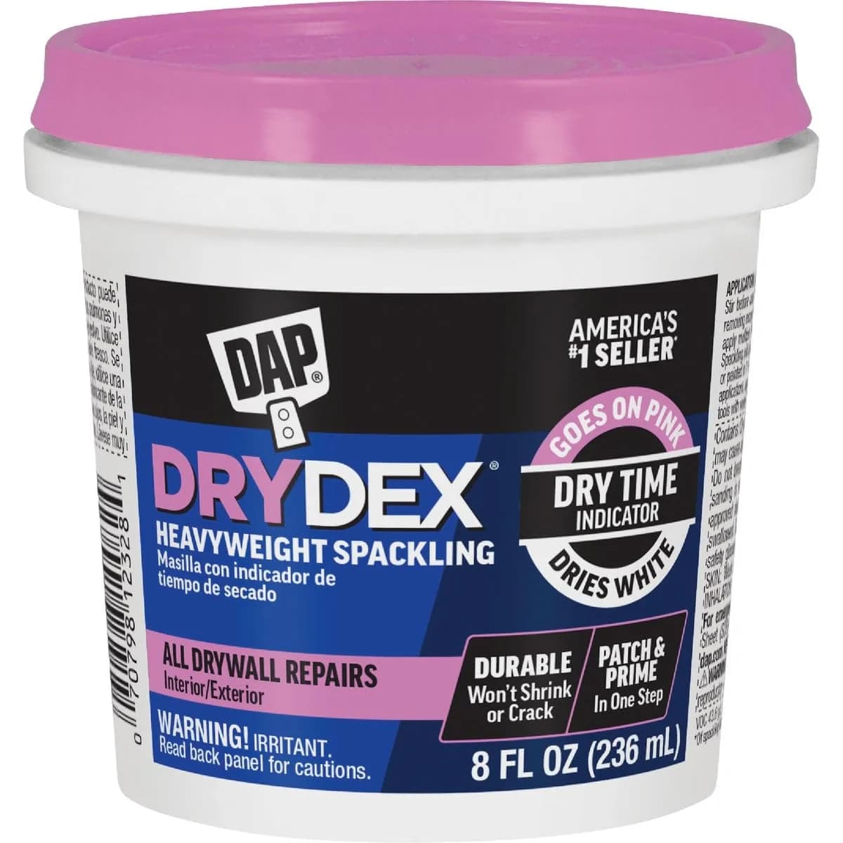 DAP DryDex Spackling Paste 156 g (5.5 oz) | Pink to White Color Indicator for Interior/Exterior Wall Repair - main product image