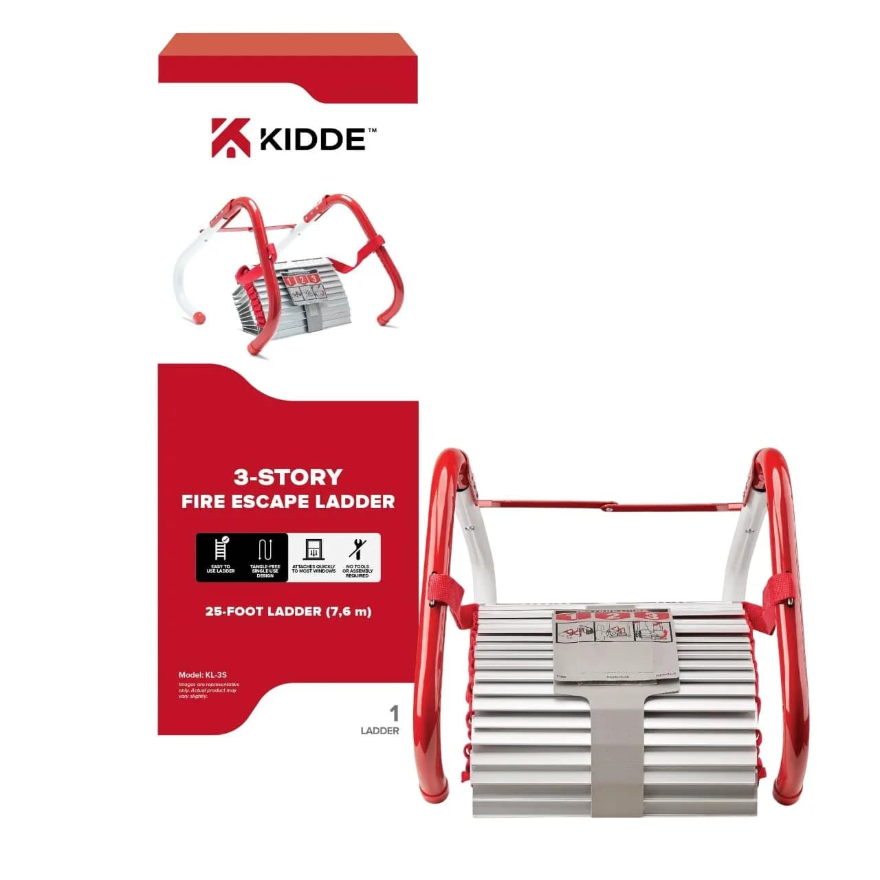 Kidde Fire Escape Ladder, 3-Story Rope Ladder, 25-Feet | Tested to 1,000 Pounds