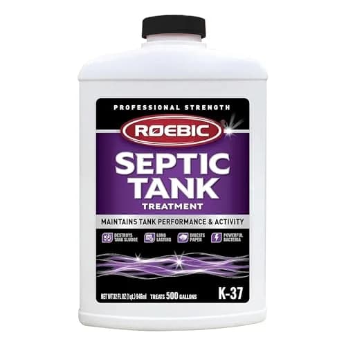 Roebic K-37-Q Septic Tank Treatment 32 Fl Oz (946ml) | USA Imported Bacteria Enzymes for Indian Homes — Liquid Treatment, 32 Fl Oz