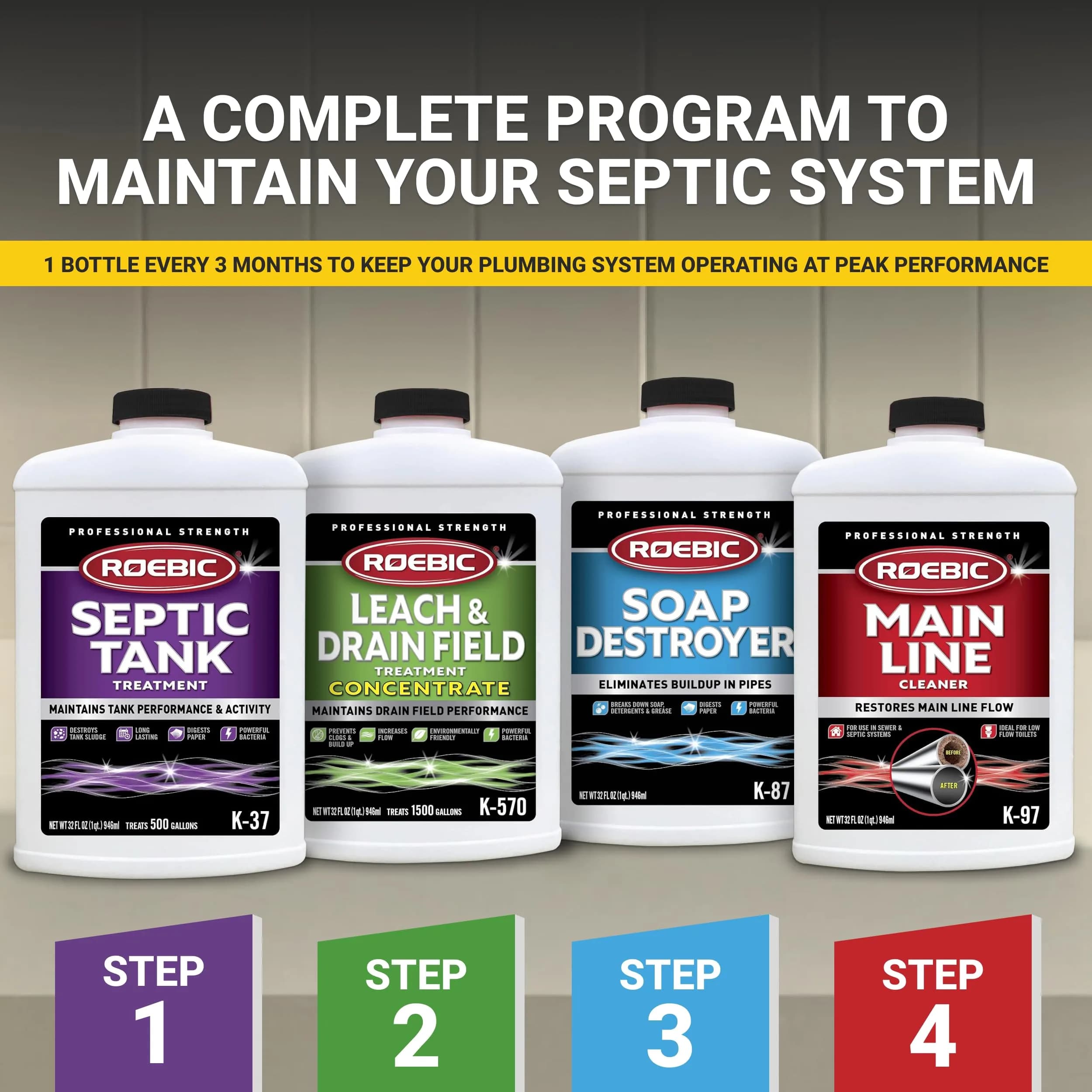 Roebic K-37-Q Septic Tank Treatment 32 Fl Oz (946ml) | USA Imported Bacteria Enzymes for Indian Homes - view 6