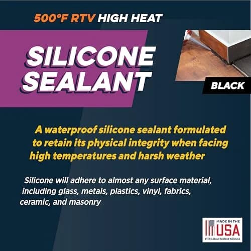 Rutland High Temp Silicone Sealant RTV Gasket Maker - Heat Resistant Glue & Black RTV Silicone Sealant Adhesive, Gasket Sealer 500F | Flexible, Heat-Resistant thumbnail 2