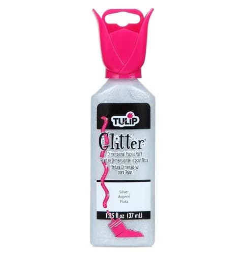 Tulip Dimensional Fabric Paint Glitter Silver 37ml (1.25 Fl Oz) | Permanent Raised Texture for Crafts thumbnail 1