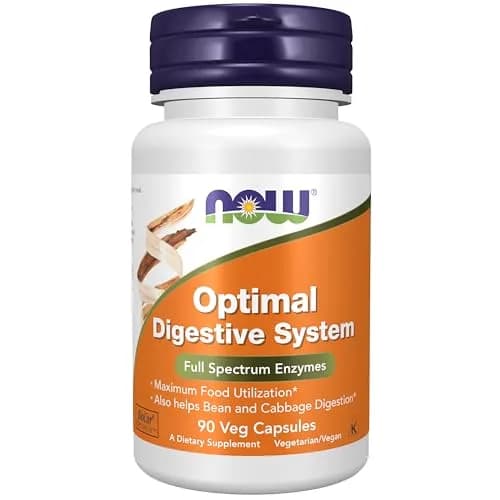 NOW Foods Optimal Digestive System Full Spectrum Enzymes 90 Veg Capsules | Supports Digestion of Beans & Vegetables thumbnail 1