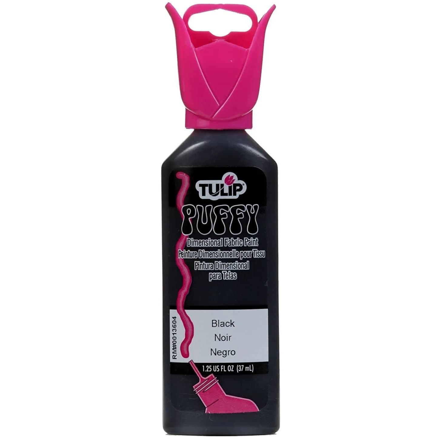 Tulip Dimensional Fabric Paint 1.25 Fl Oz | Permanent, Washable, Textured Fabric Art — Puffy Black